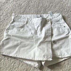 Zara White Skorts with Denim-Like Texture